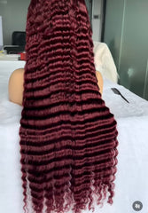 Burgundy RED 13x6 HD lace  Deep wavy wig