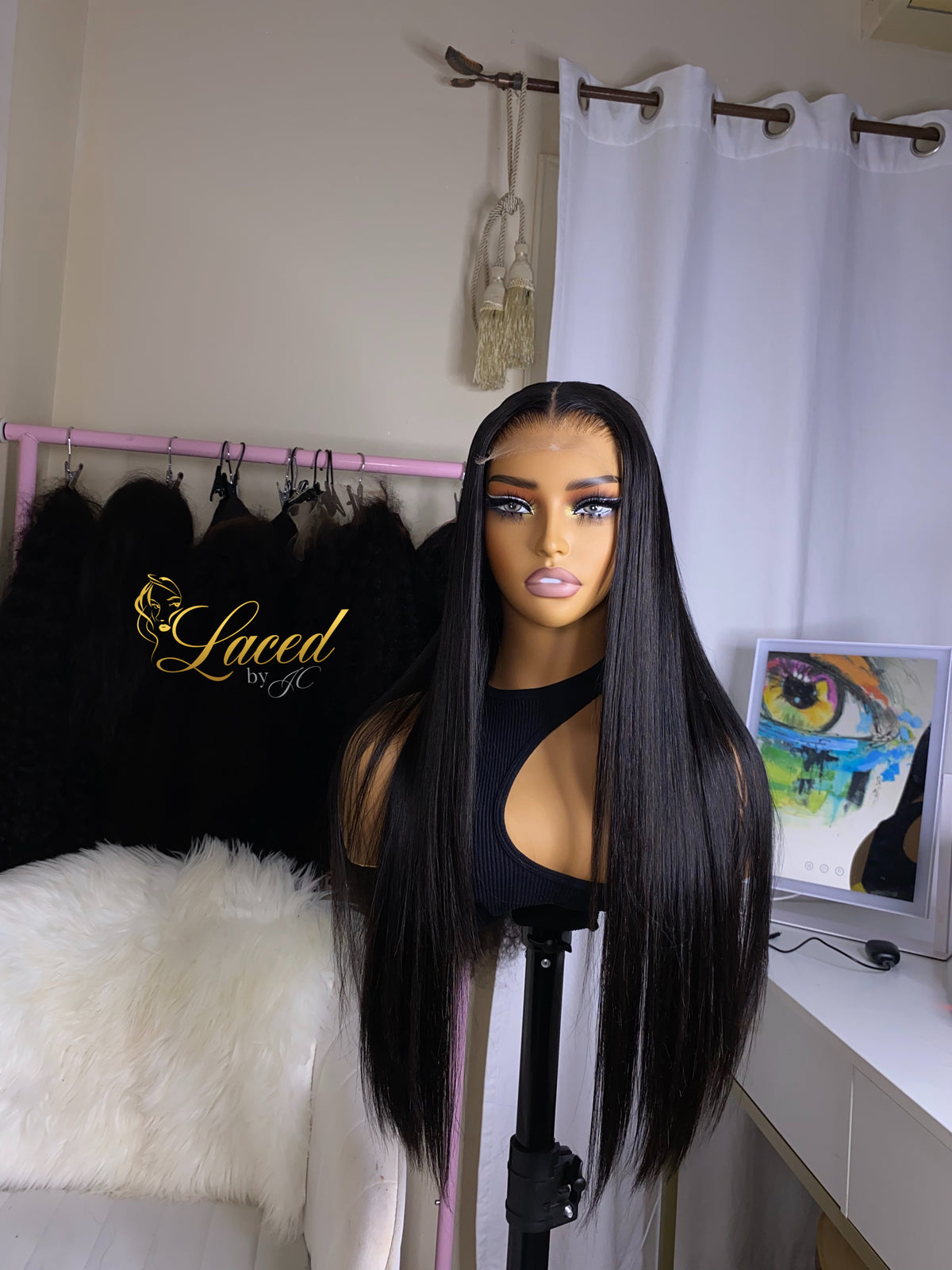 Straight natural color\ jet black